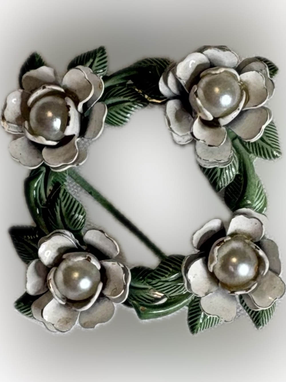 Vintage Mid Century Enamel Flower Brooch